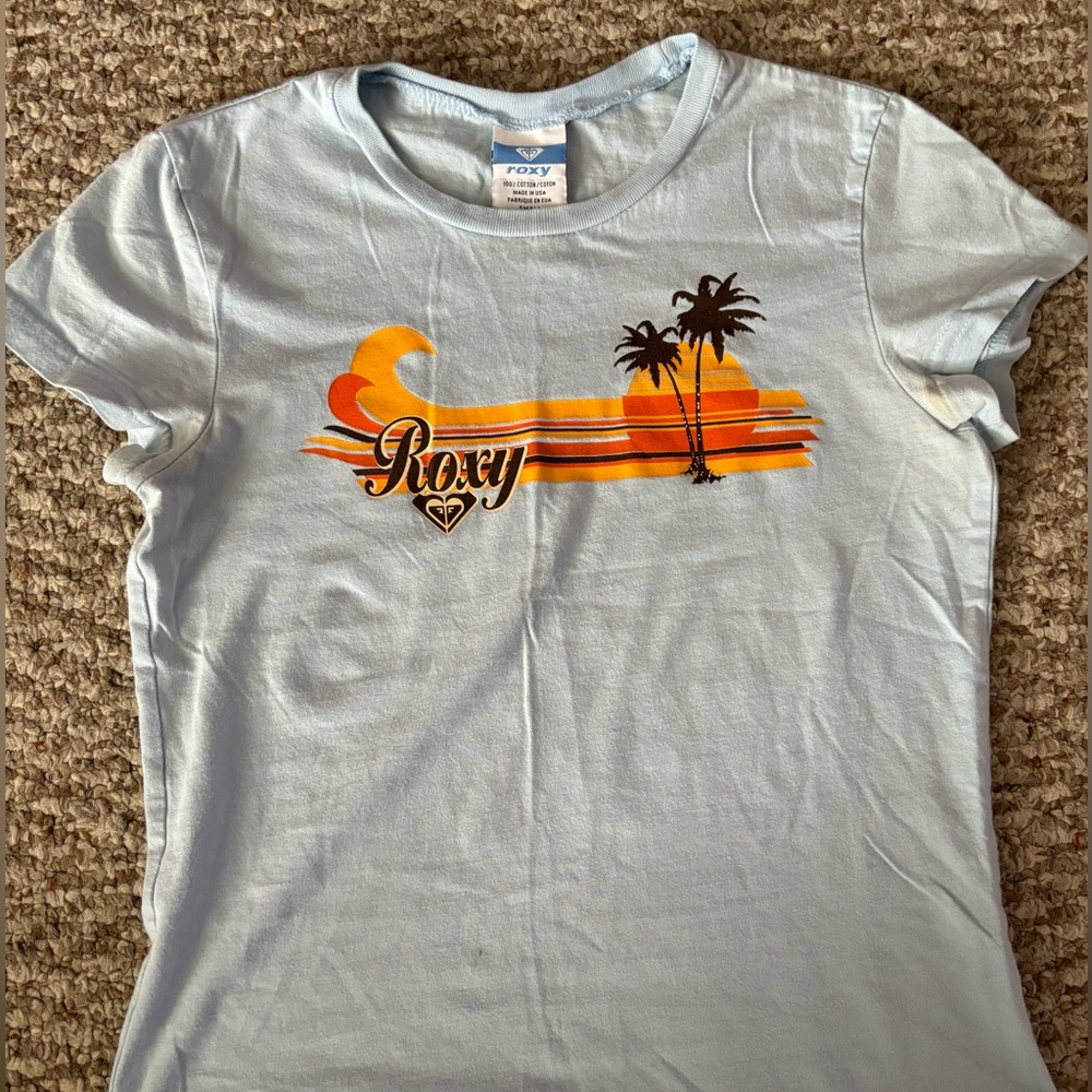 Vintage Roxy light blue baby tee, size small